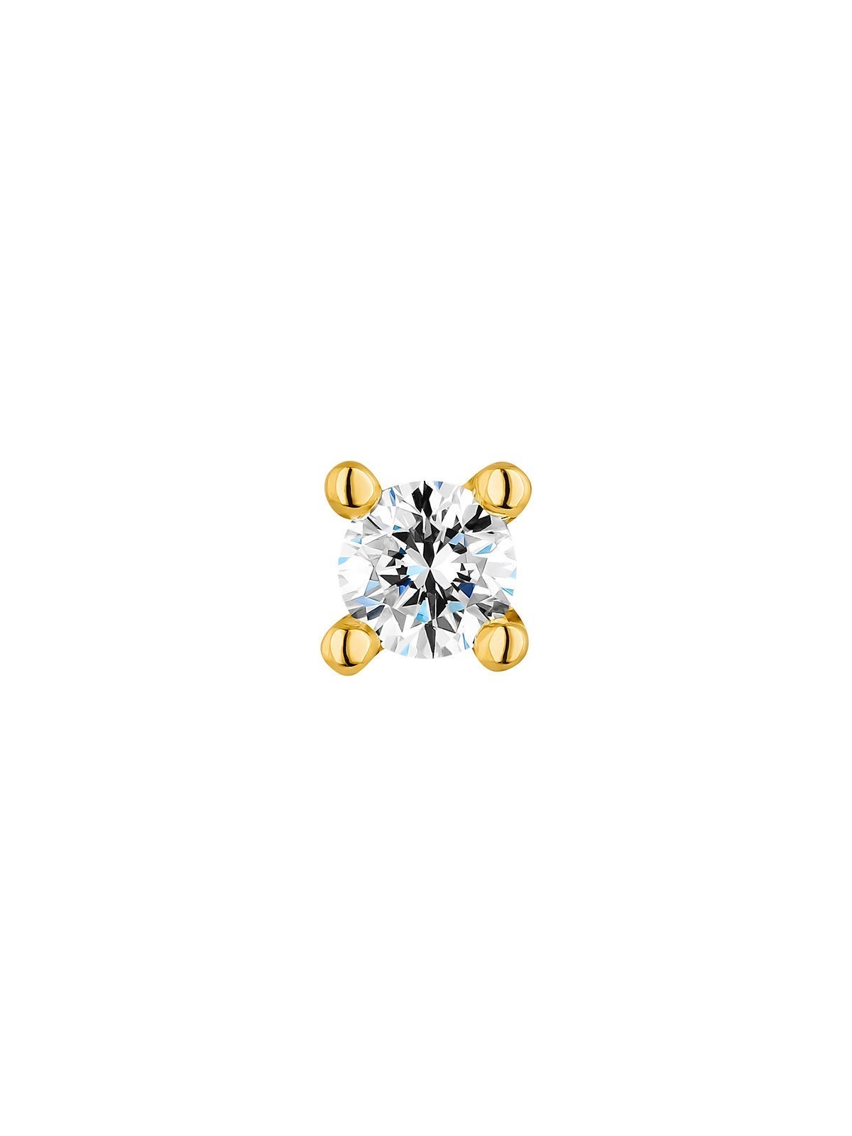 Pendiente solitario individual de oro amarillo de 18K con diamante