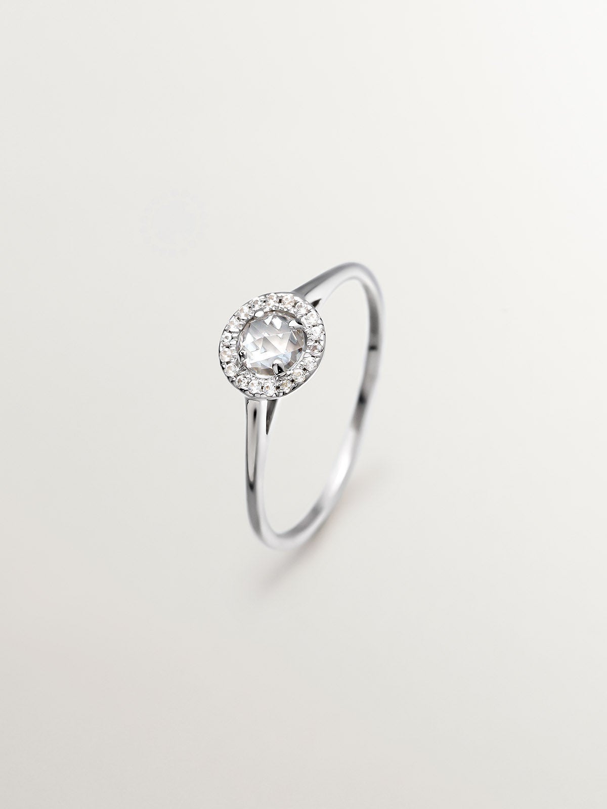 Anillo de plata 925 con topacios blancos y zafiros blancos