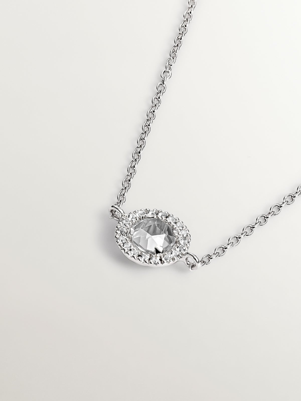Pulsera de plata 925 con topacio blanco y orla de zafiros blancos