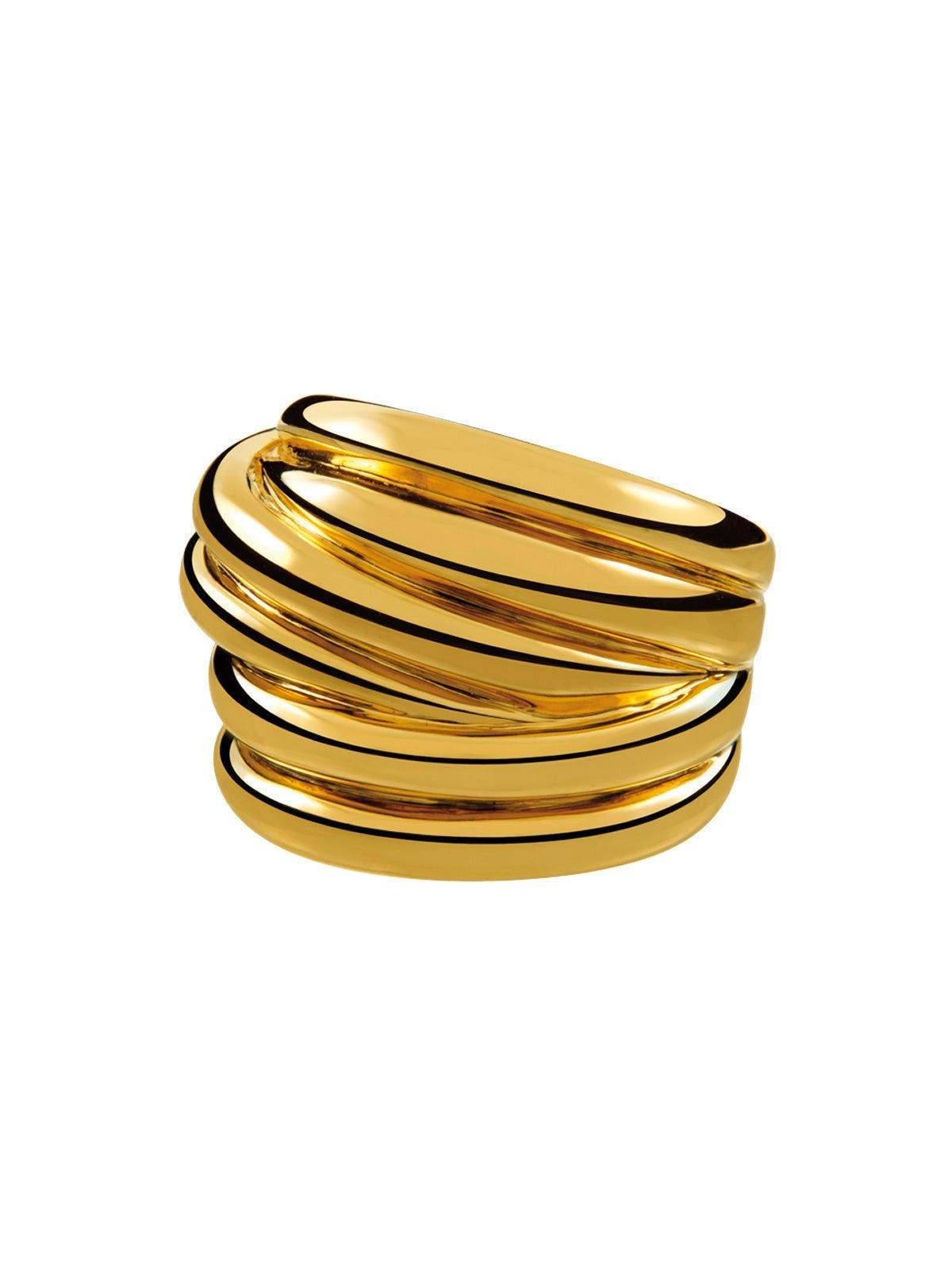 Anillo multibrazo de plata bañado en oro.
