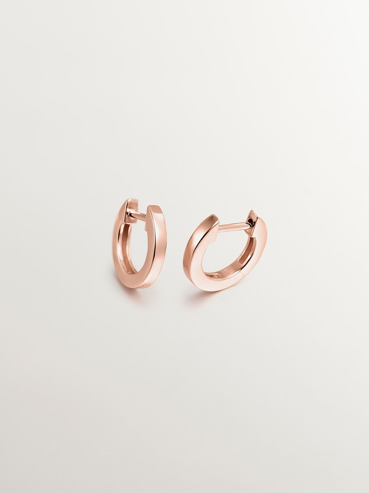 Pendientes pequeños de aro de plata 925 bañada en oro rosa de 18K
