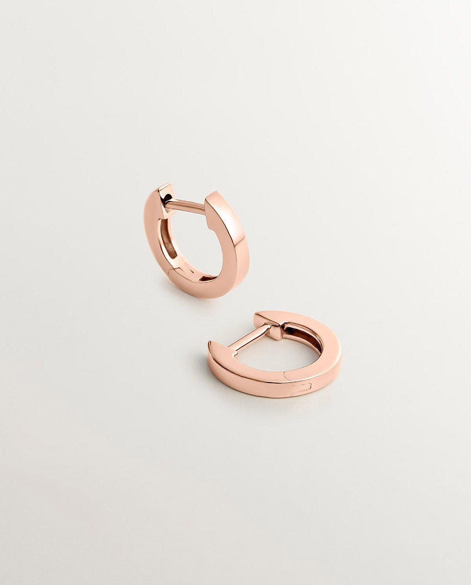 Pendientes pequeños de aro de plata 925 bañada en oro rosa de 18K