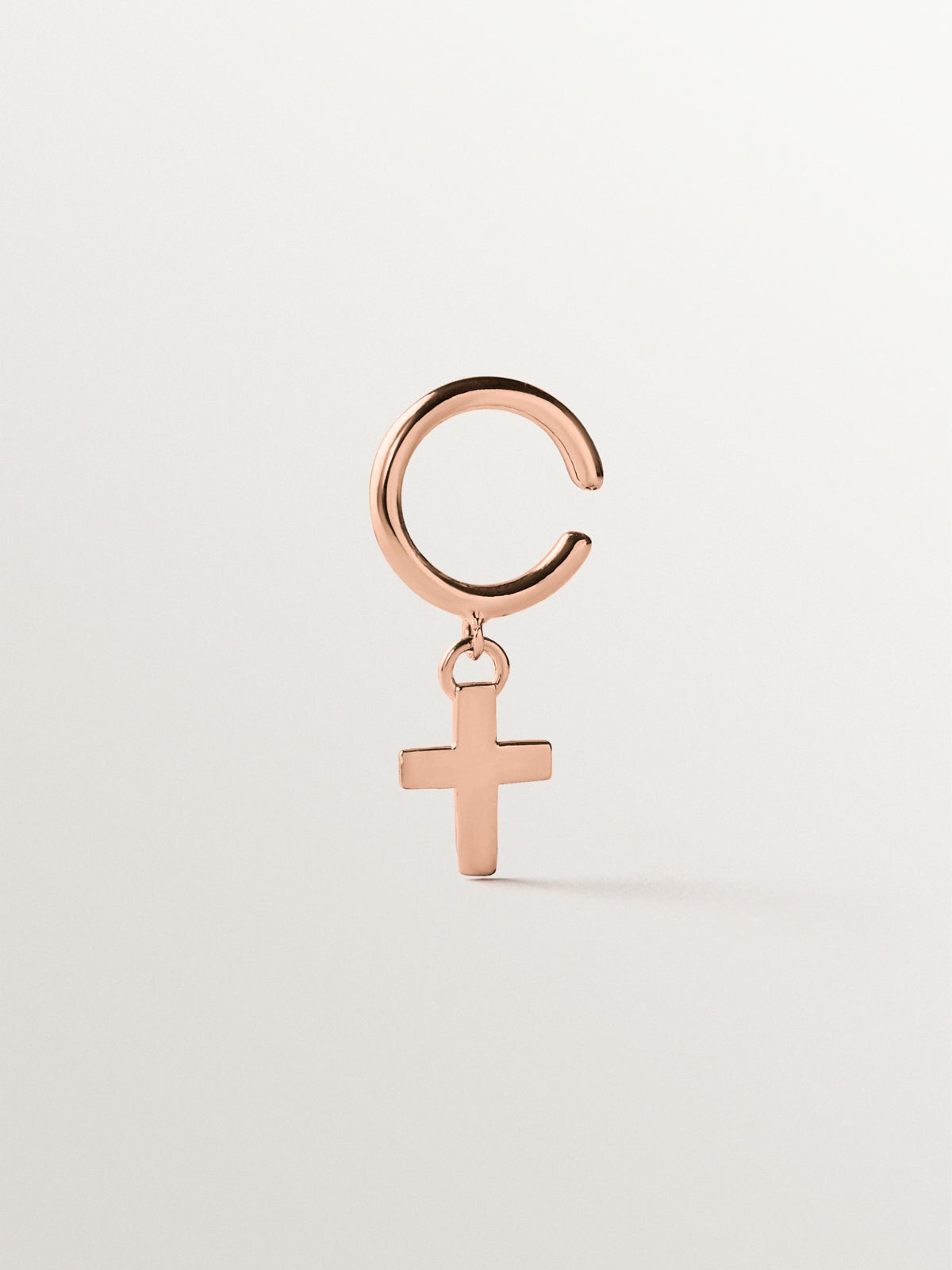 Pendientes de plata 925 bañada en oro rosa de 18K con cruz colgante