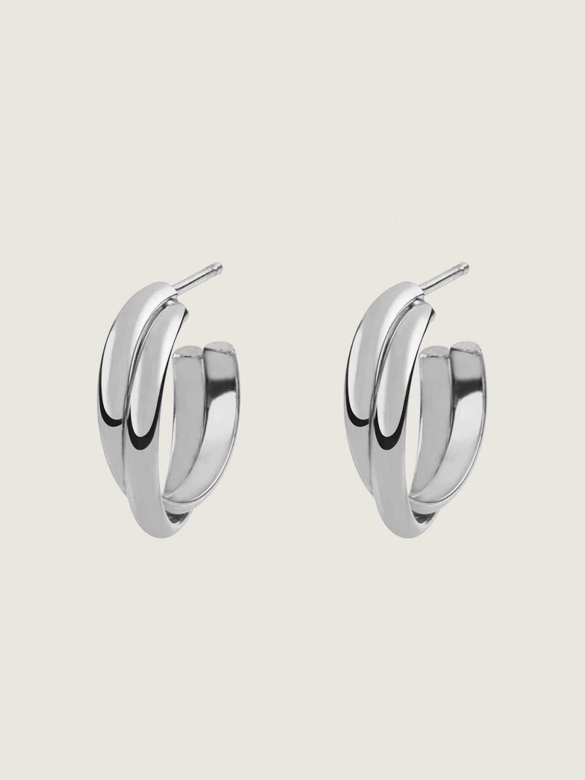 Pendientes de aro doble de plata 925