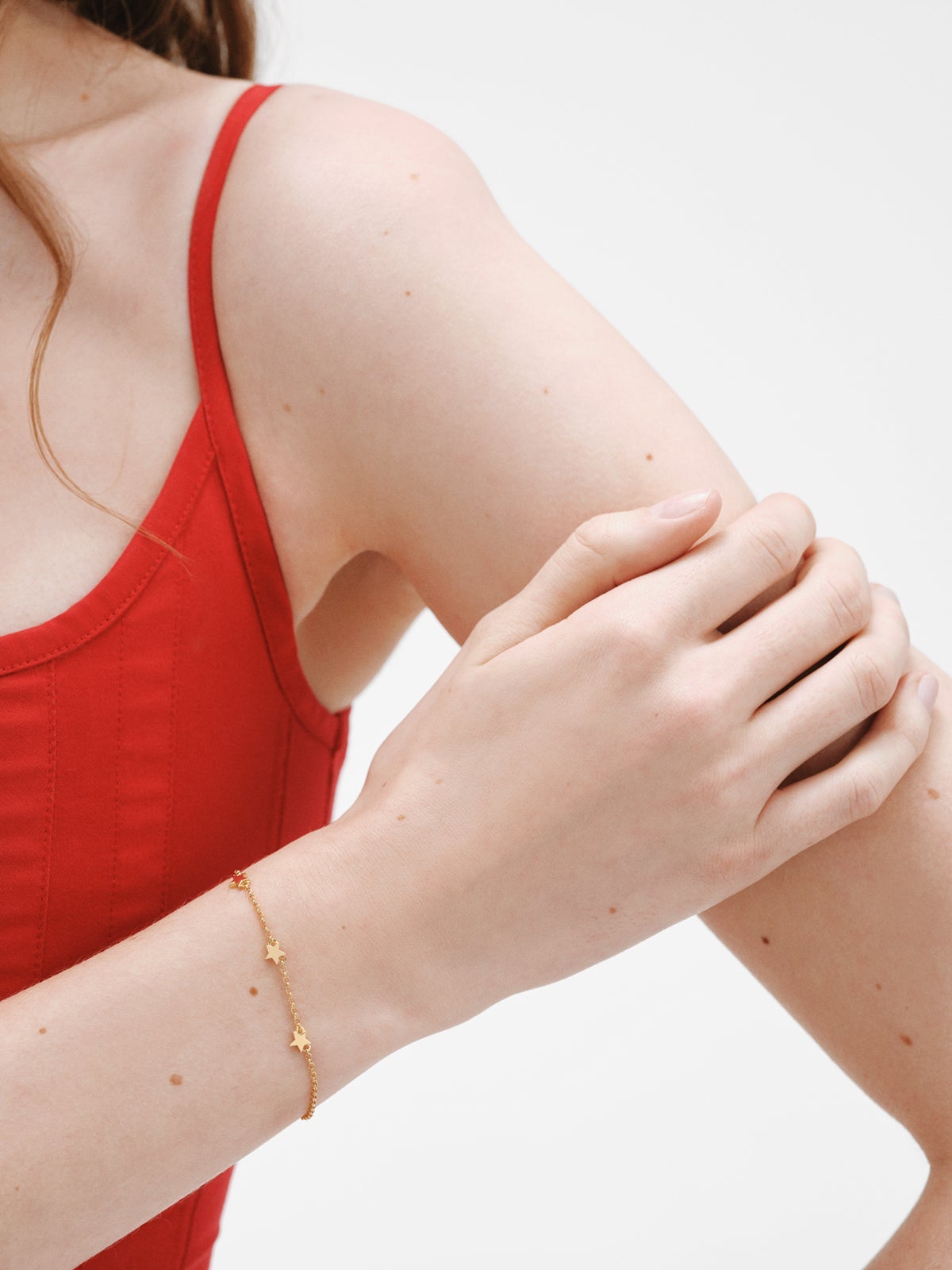 Pulsera de plata 925 bañada en oro amarillo de 18K con estrellas