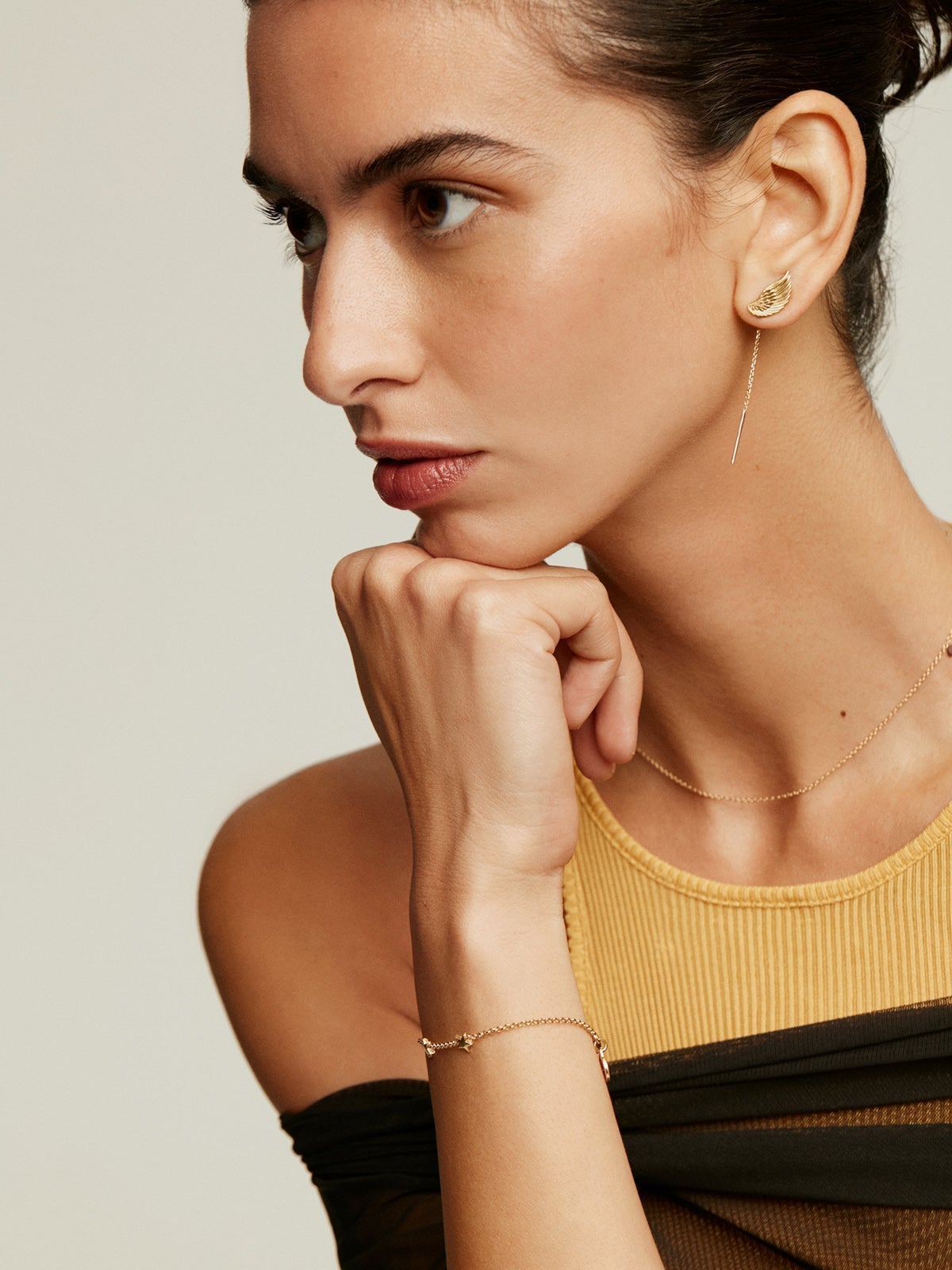 Pulsera de plata 925 bañada en oro amarillo de 18K con estrellas