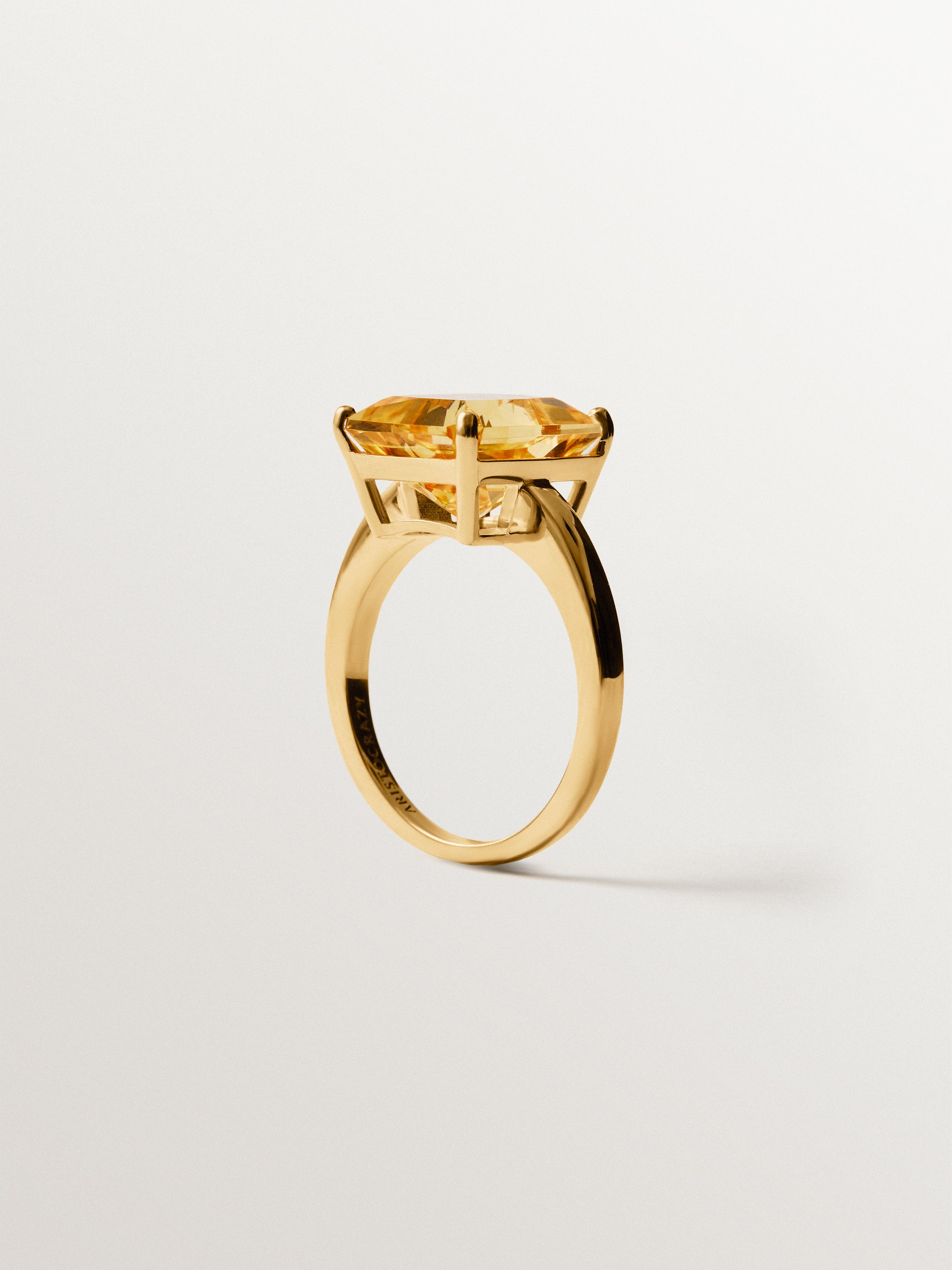 Anillo de plata 925 bañada en oro amarillo de 18K con citrino naranja