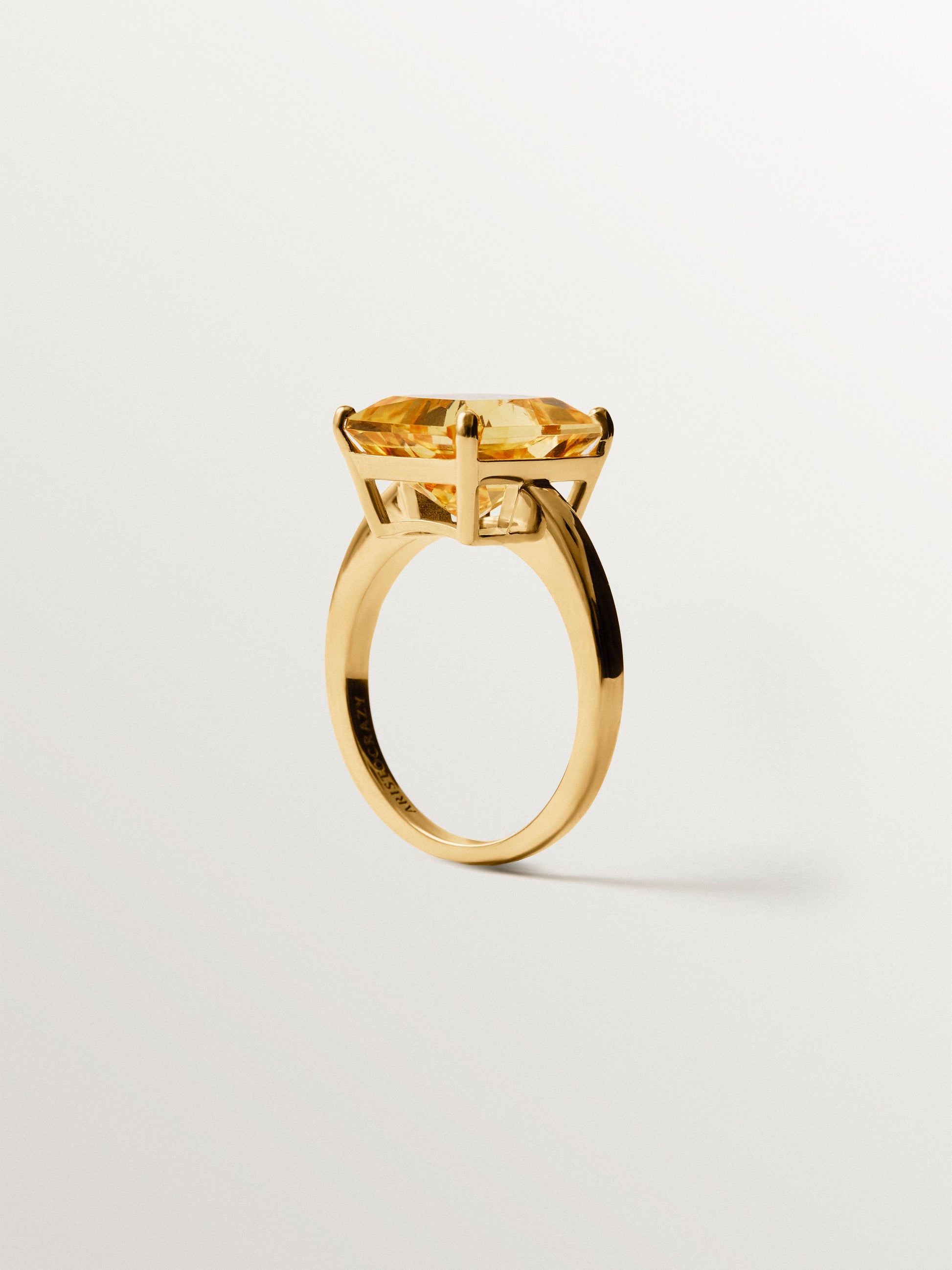 Anillo de plata 925 bañada en oro amarillo de 18K con citrino naranja