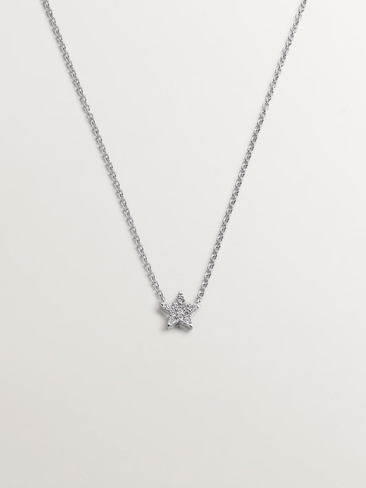 Colgante de oro blanco de 18K con estrella de diamantes