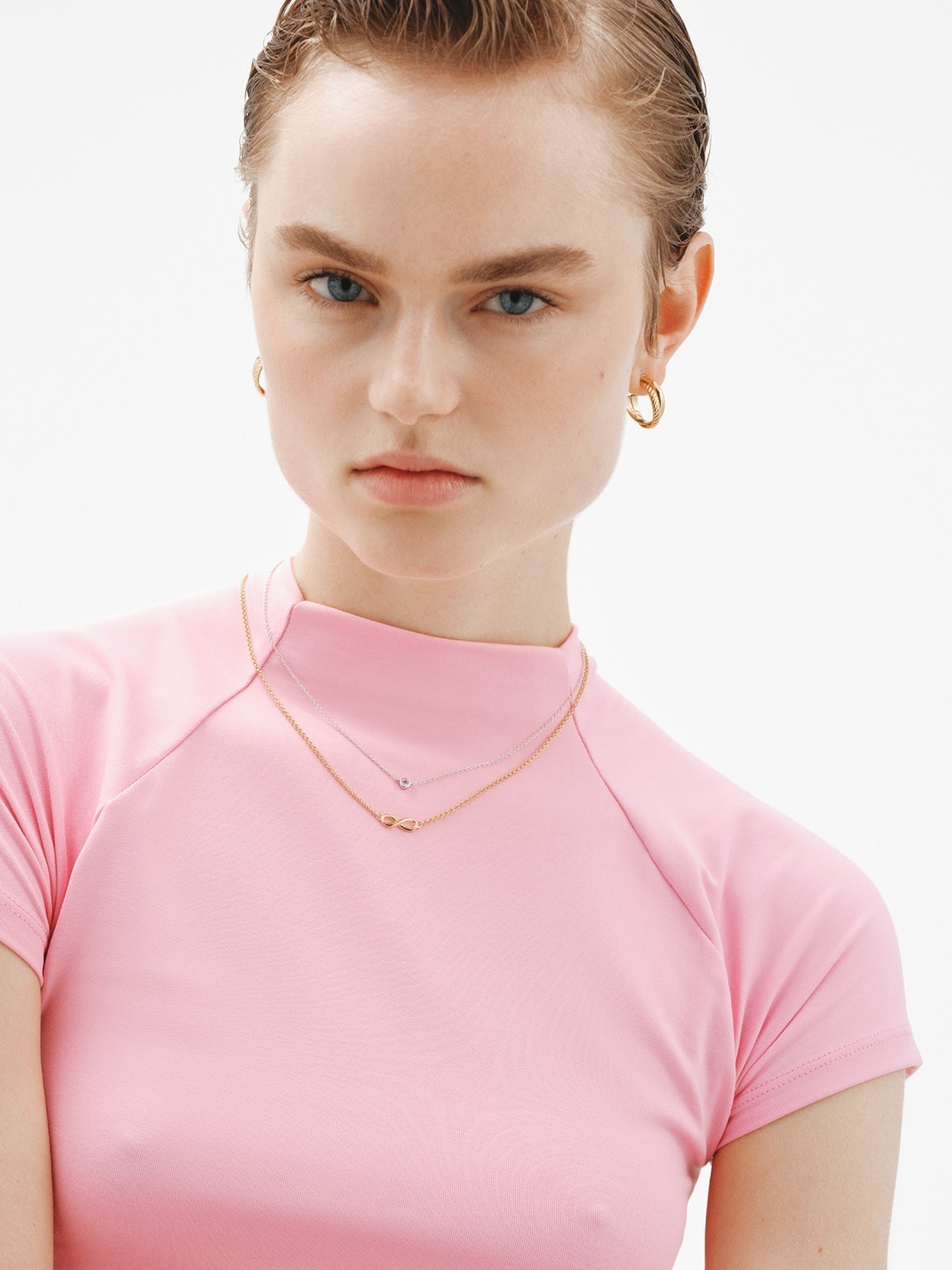 Pendientes de aro doble de plata 925 bañada en oro amarillo de 18K