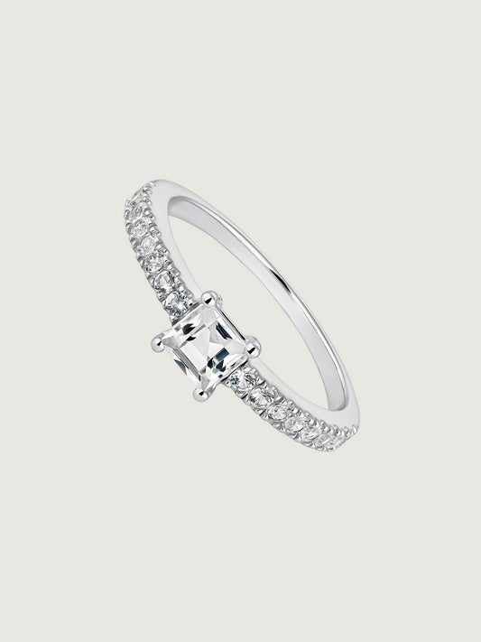 Anillo de plata 925 con topacios y zafiros blancos