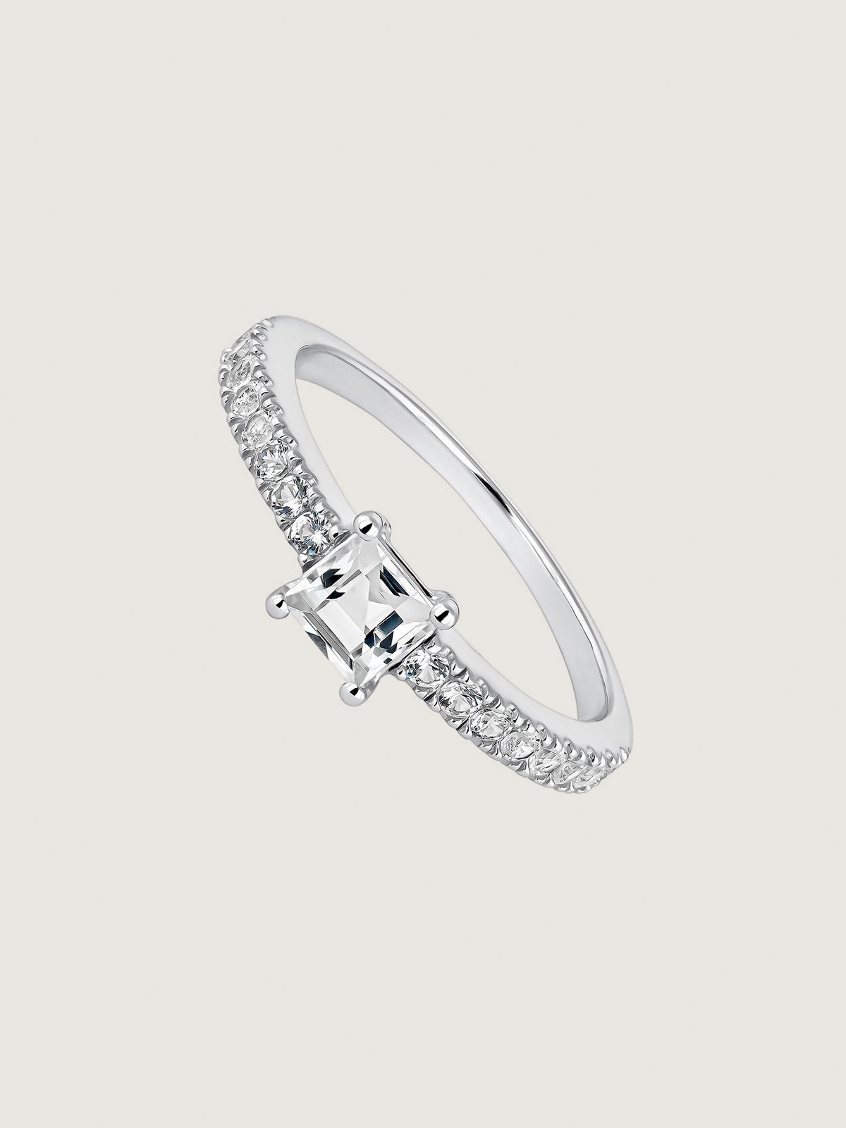 Anillo de plata 925 con topacios y zafiros blancos