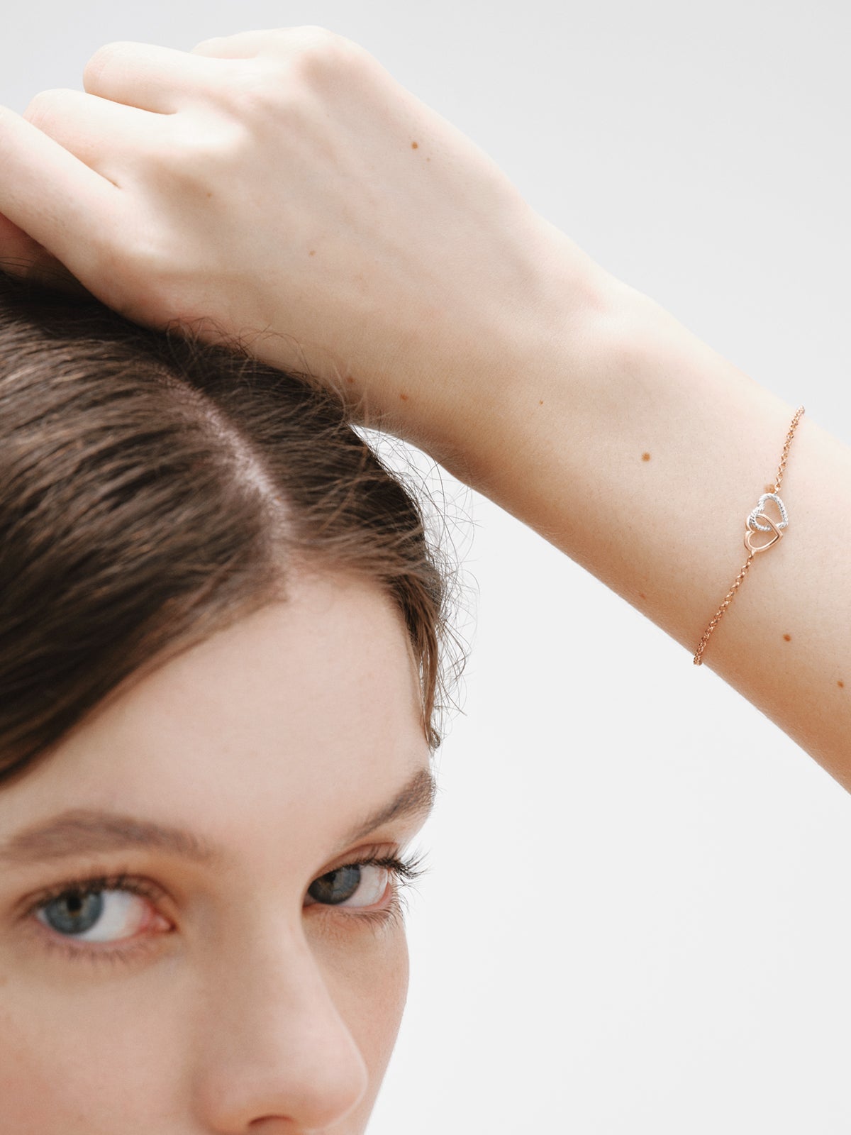 925 Silver bracelet and 925 silver bathed in 18K rose gold with a heart