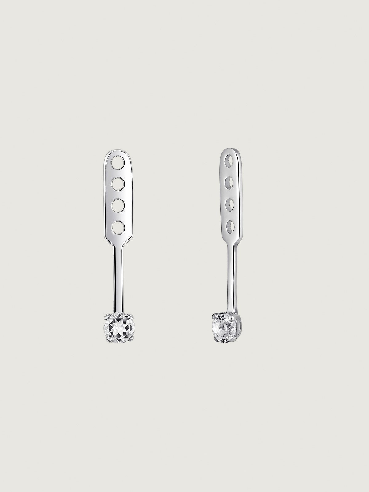 Pendientes tipo Ear Jacket de plata 925 con topacios blancos