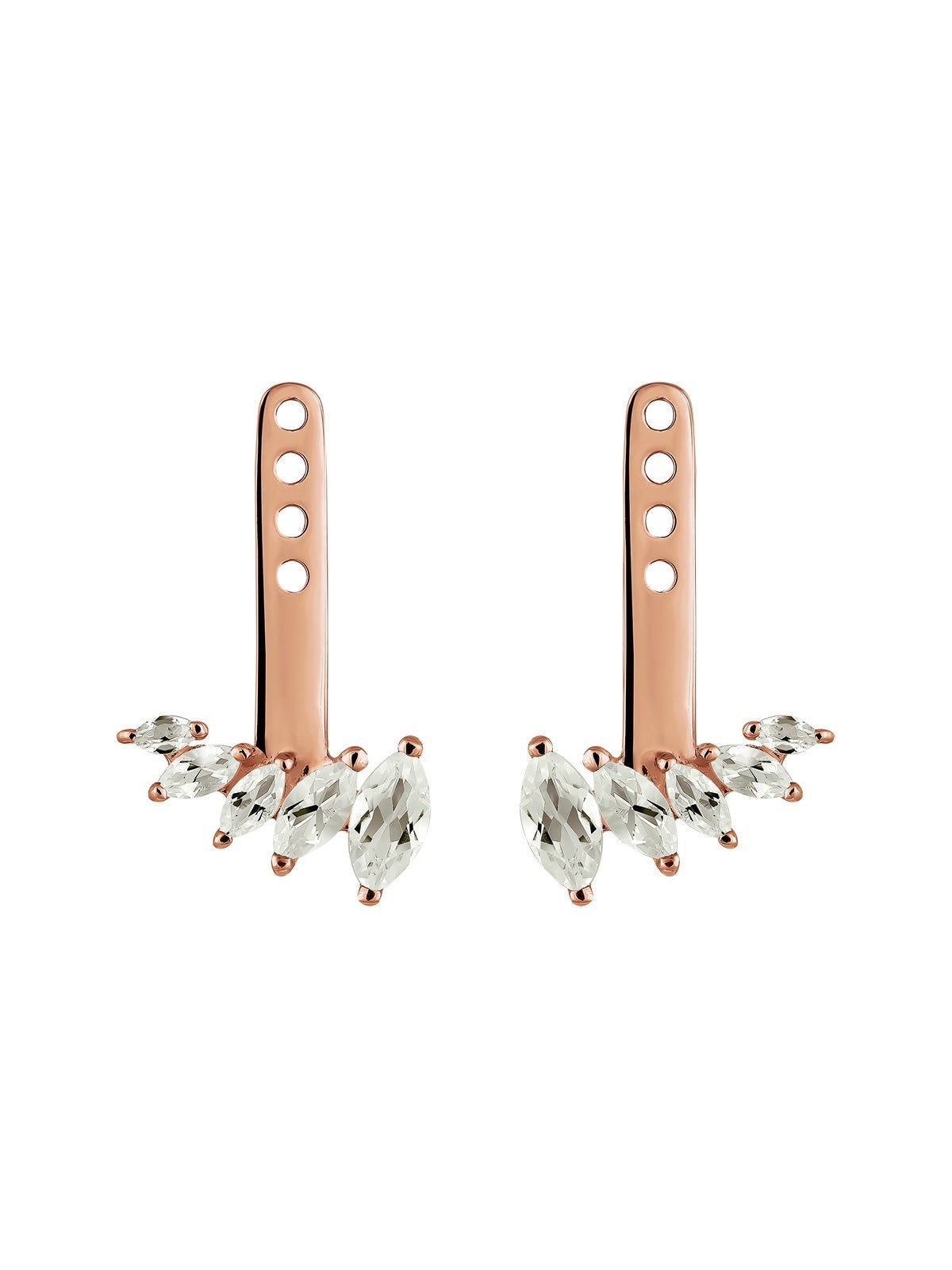 Pendientes de plata 925 bañada en oro rosa de 18K y cuarzos verdes