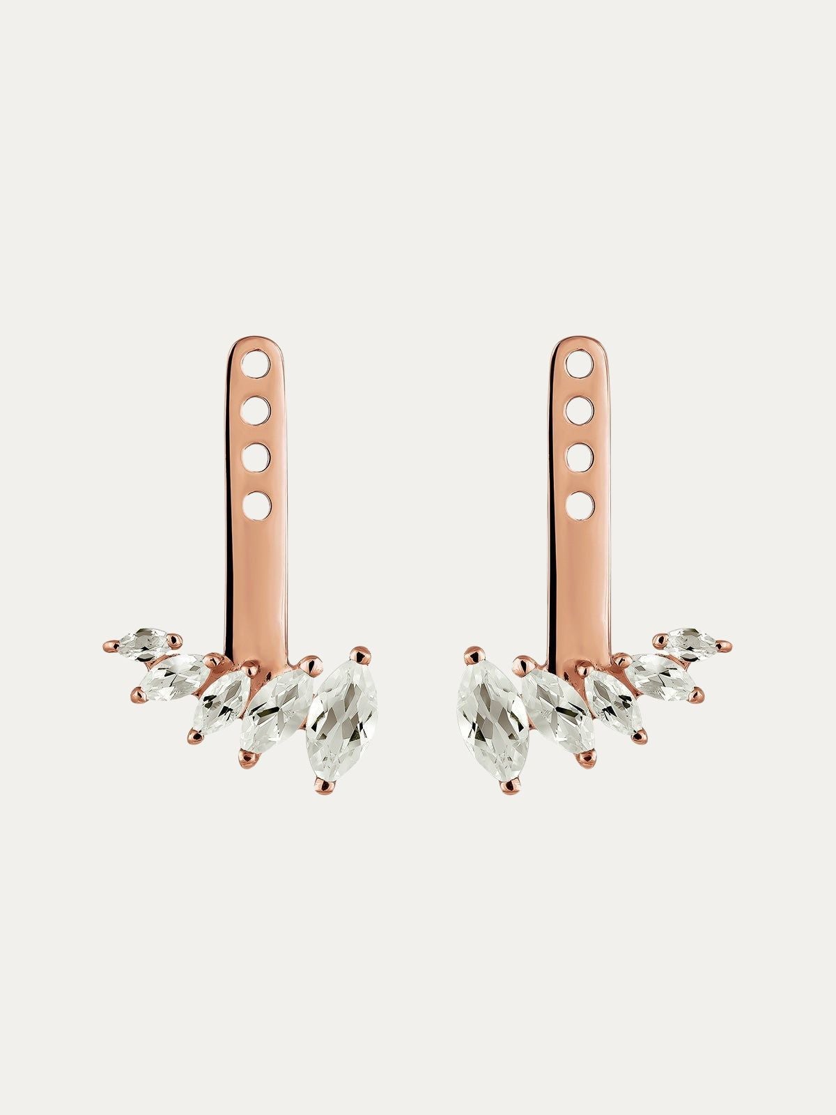 Pendientes de plata 925 bañada en oro rosa de 18K y cuarzos verdes