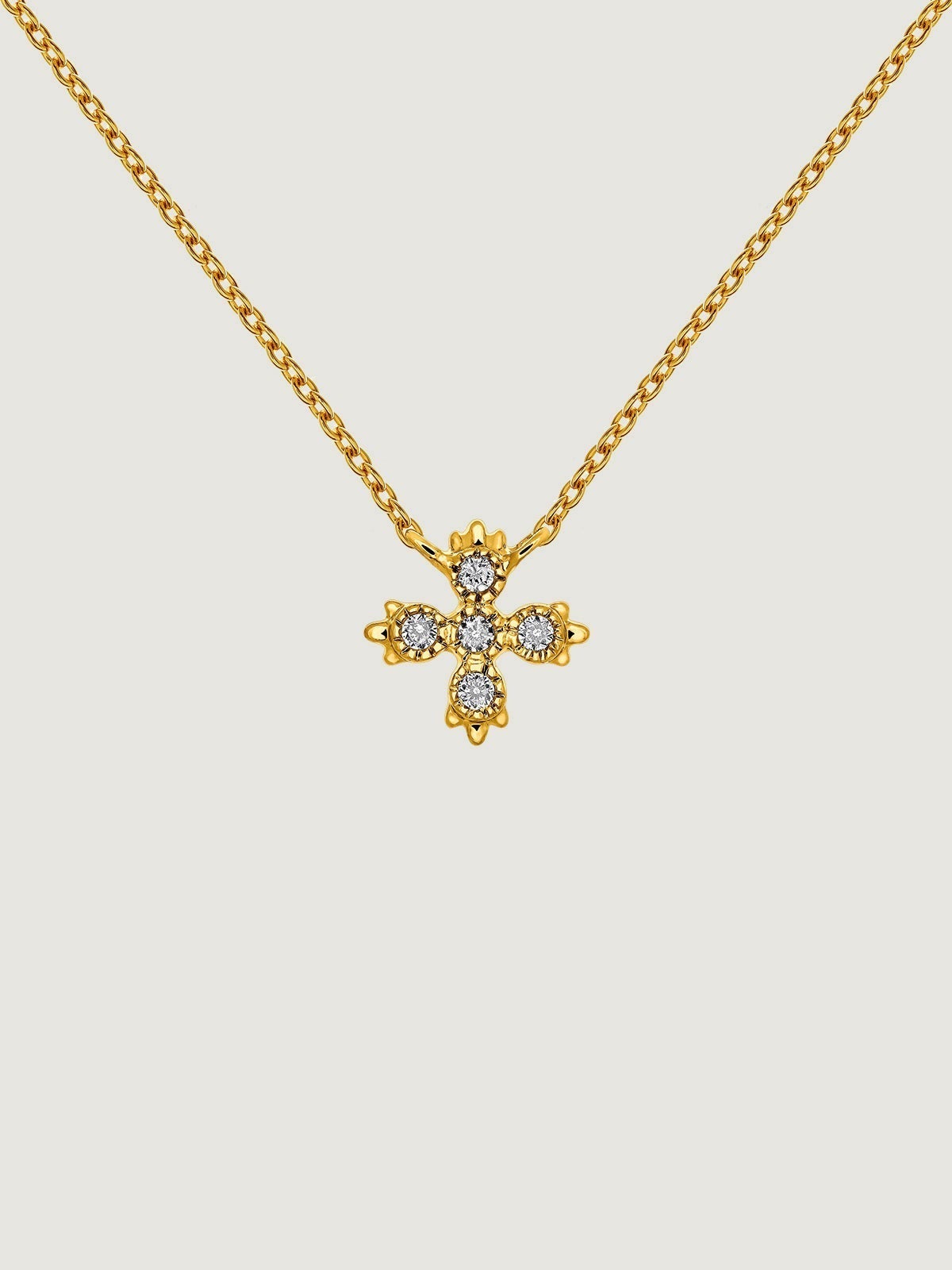 Colgante de oro amarillo de 9K con cruz de diamantes