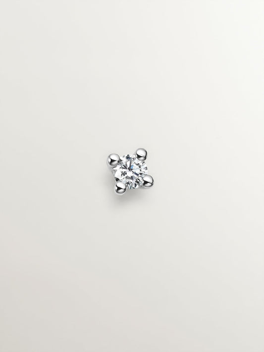 Pendiente individual de oro blanco con diamante de 0,05cts