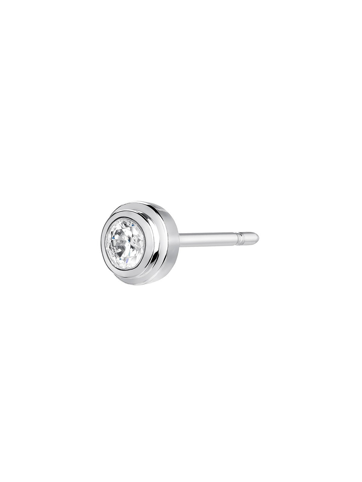 Pendiente individual de oro blanco de 18K con diamante