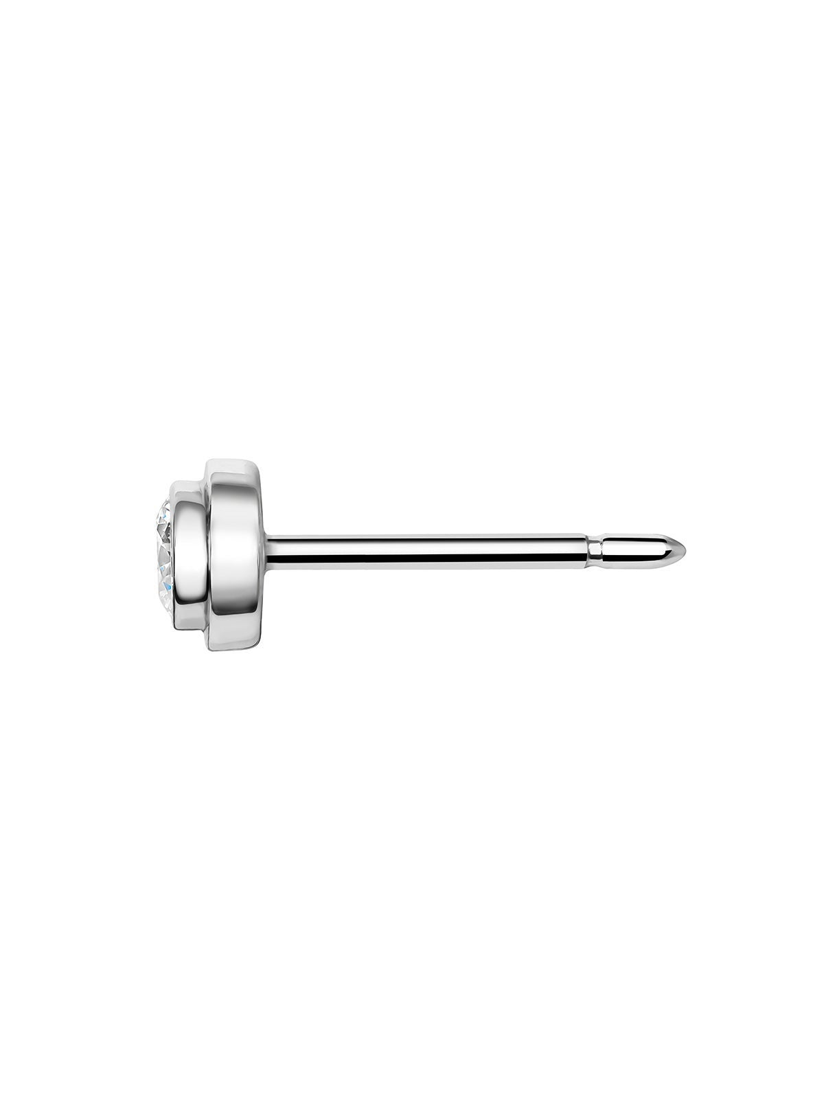 Pendiente individual de oro blanco de 18K con diamante