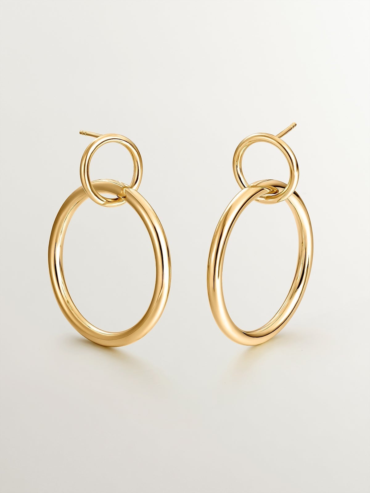 Pendientes de aro doble de plata 925 bañada en oro amarillo de 18K