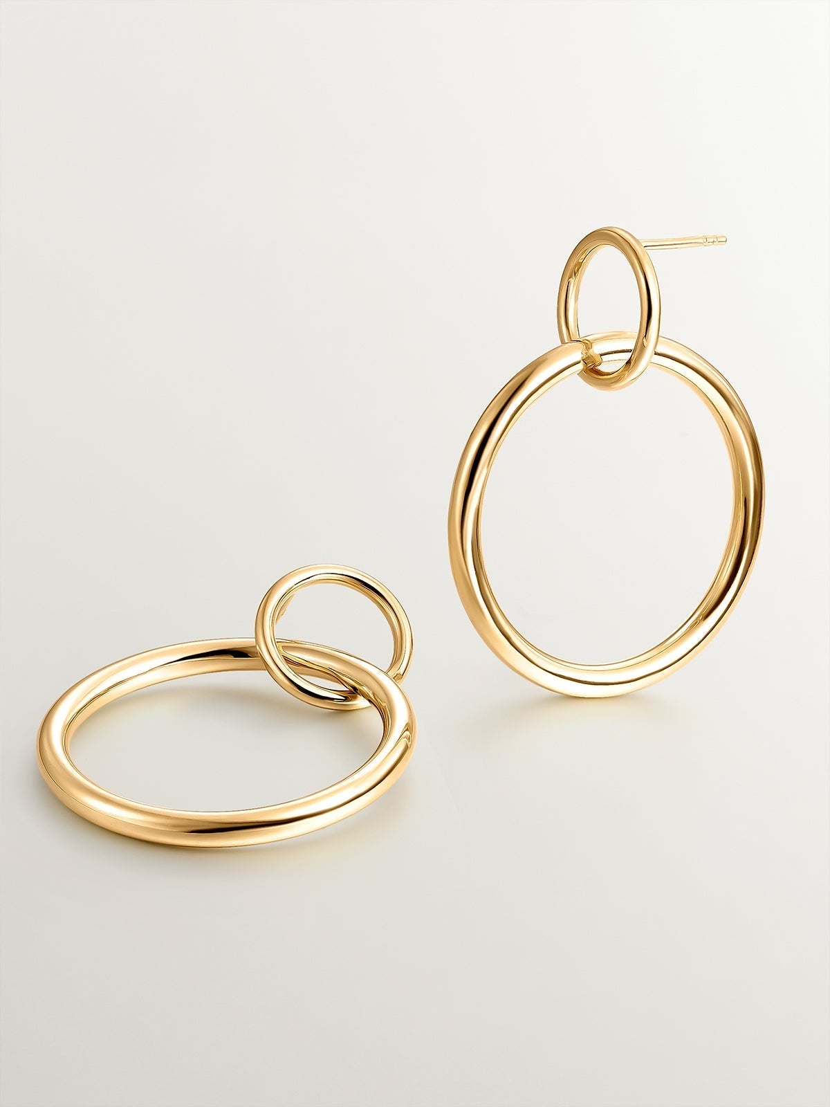 Pendientes de aro doble de plata 925 bañada en oro amarillo de 18K