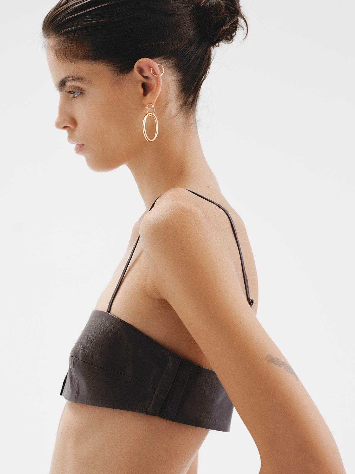 Pendientes de aro doble de plata 925 bañada en oro amarillo de 18K