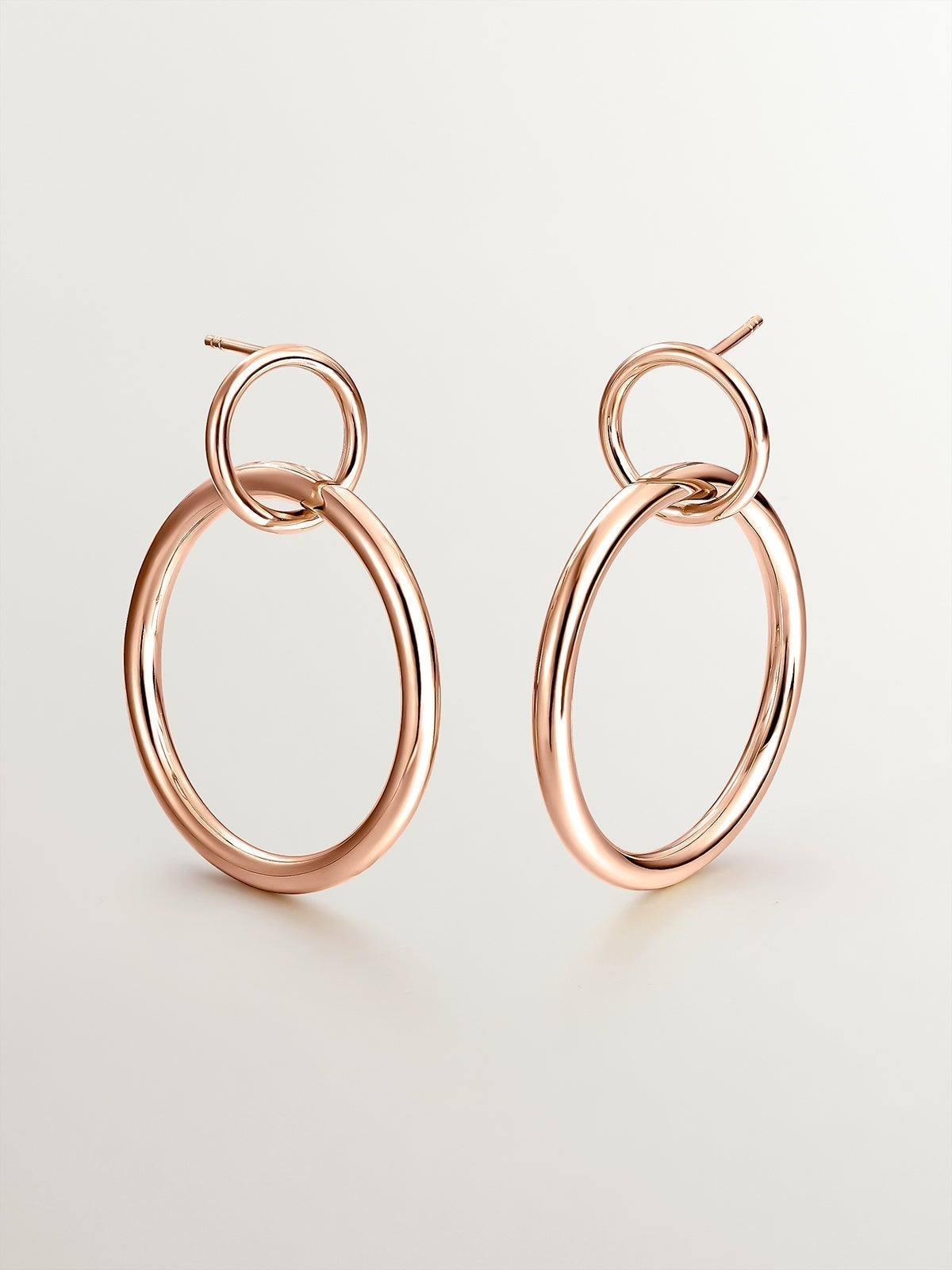 Pendientes de aro doble de plata 925 bañada en oro rosa de 18K