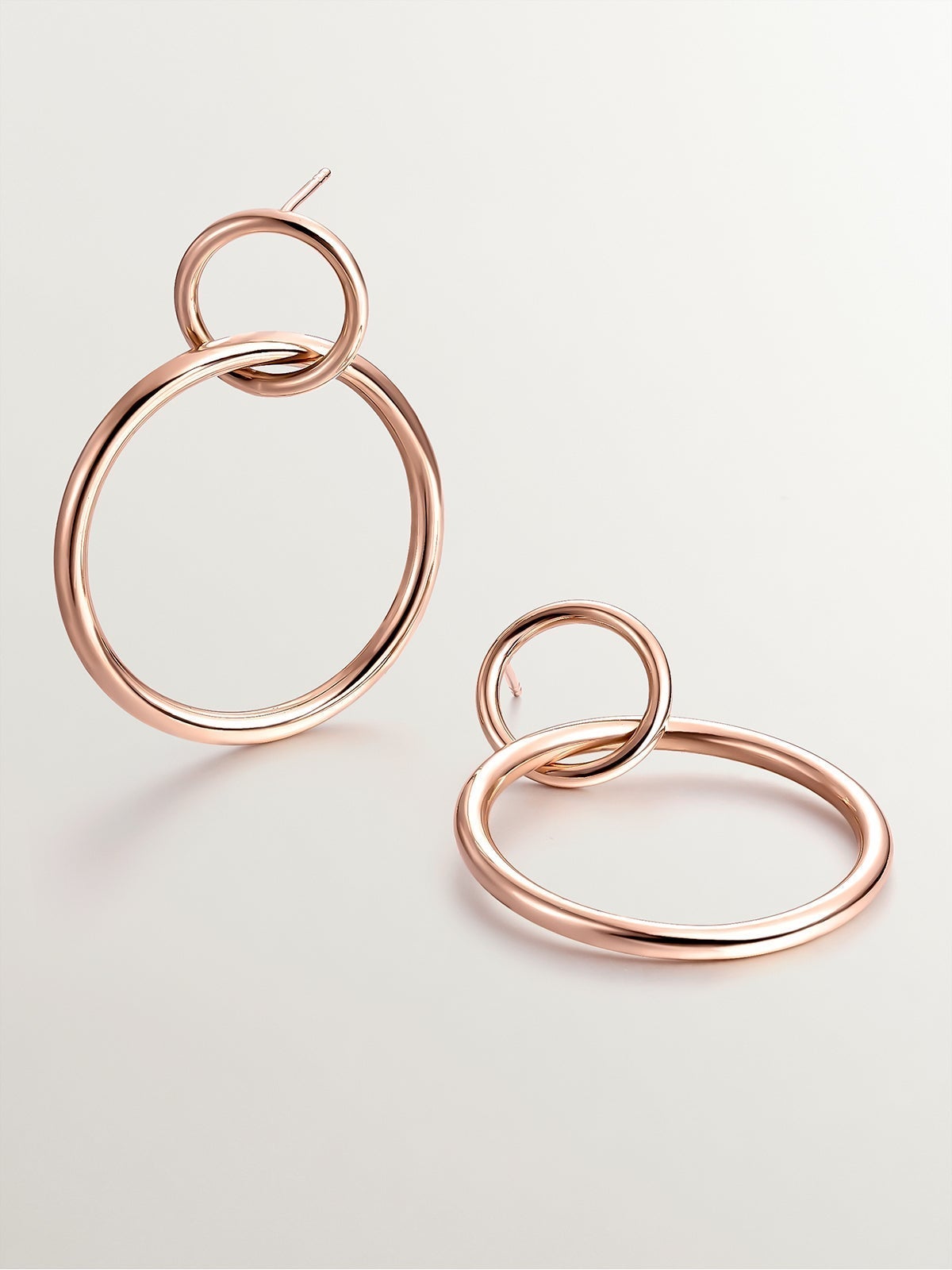 Pendientes de aro doble de plata 925 bañada en oro rosa de 18K