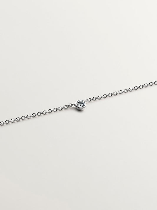 Colgante solitario de plata 925 con topacio blanco