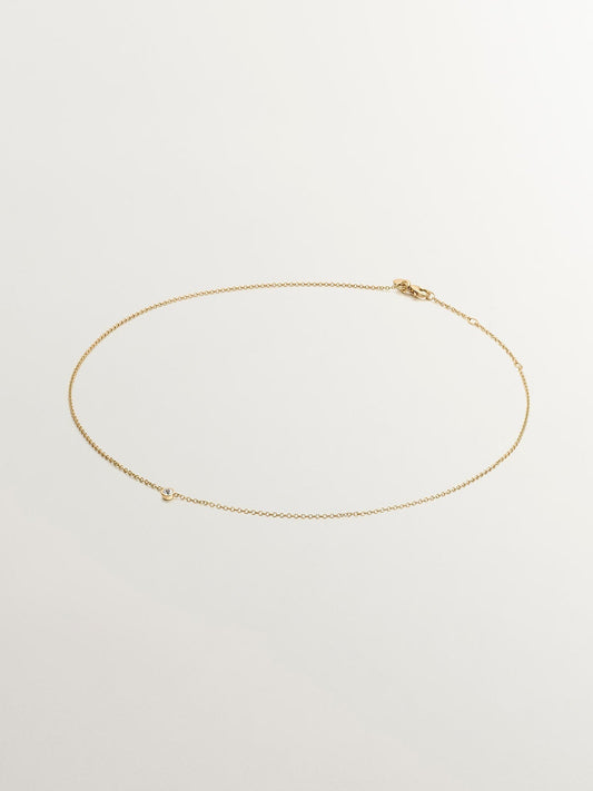 Colgante solitario de plata 925 bañada en oro amarillo de 18K con topacio blanco