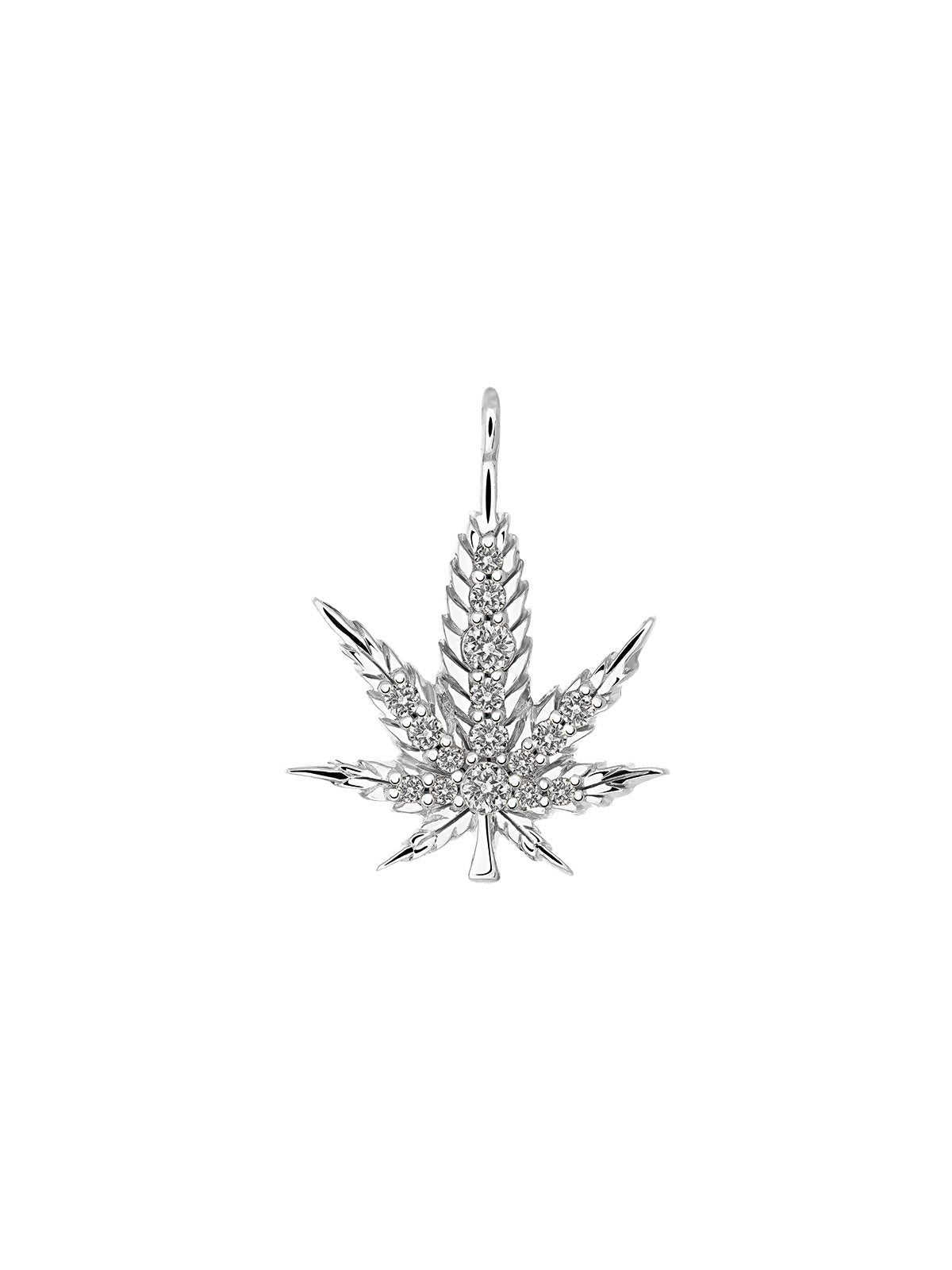 Charm de plata 925 y topacios con motivo hoja