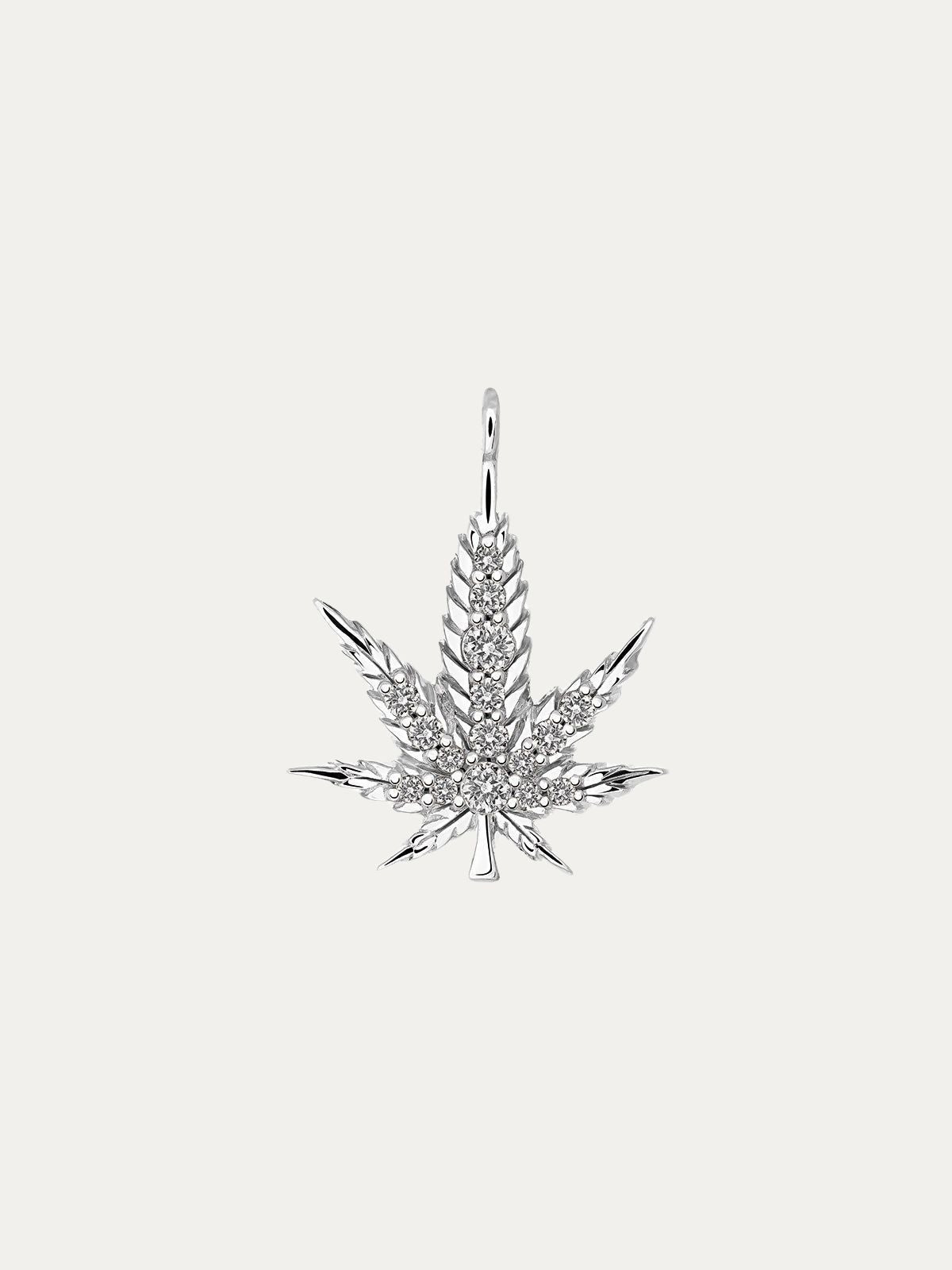 Charm de plata 925 y topacios con motivo hoja