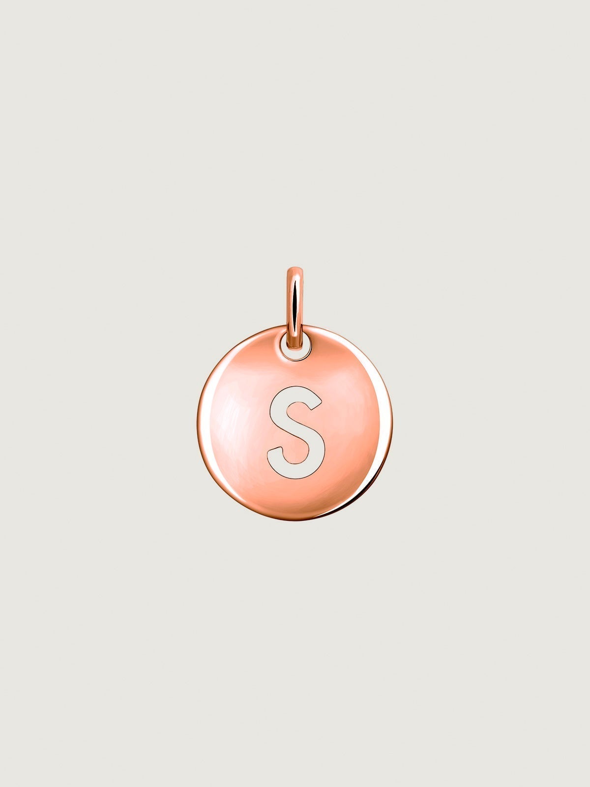 Charm de plata 925 bañada en oro rosa de 18K con inicial S