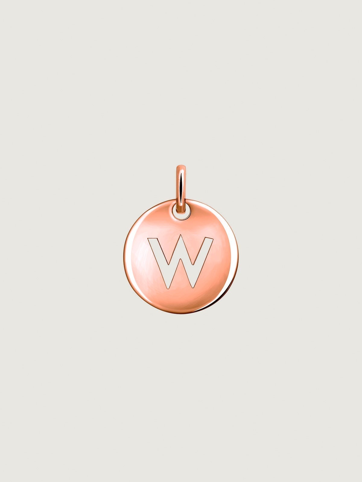 Charm de plata 925 bañada en oro rosa de 18K con inicial W
