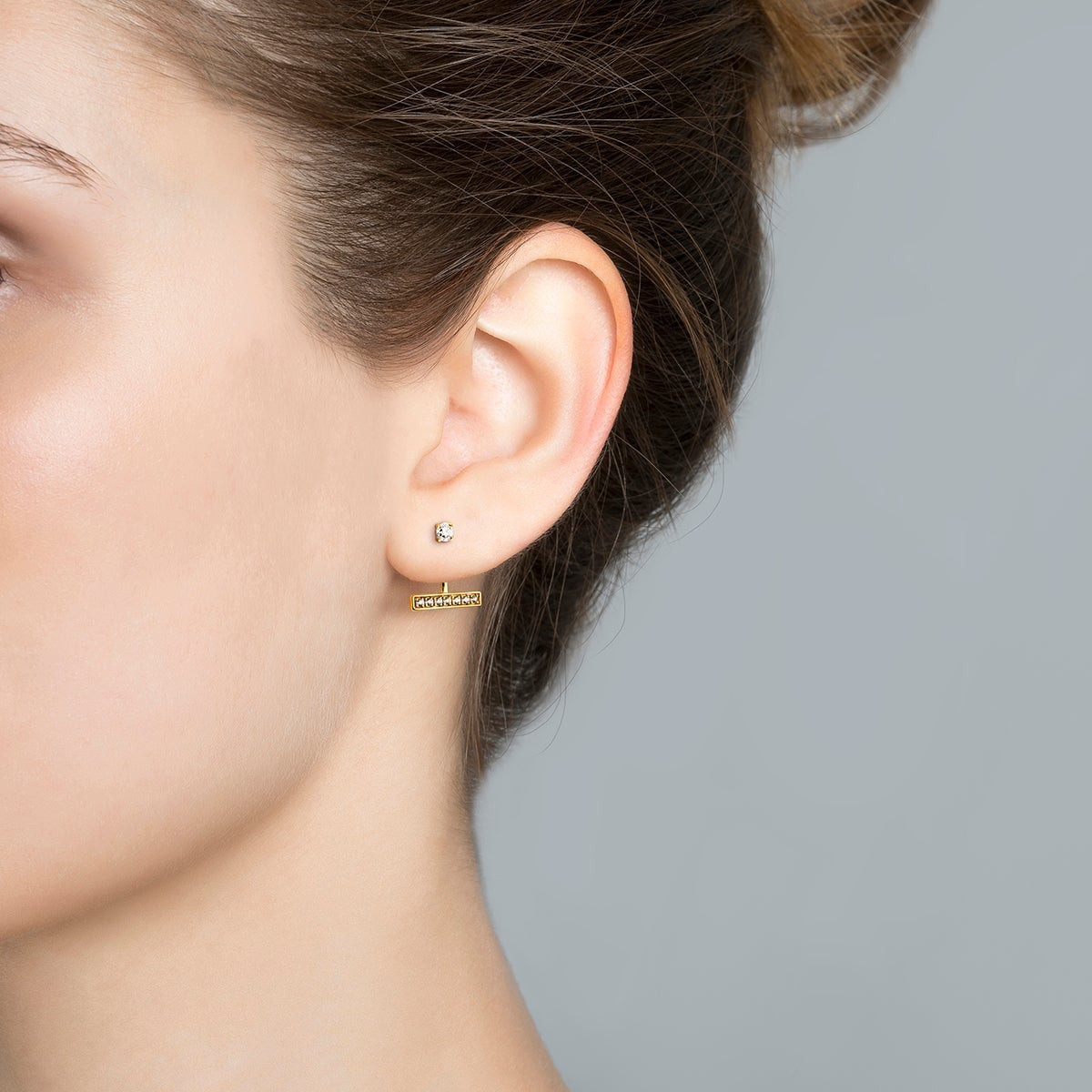 Pendientes de plata 925 bañada en oro amarillo de 18K con topacios blancos
