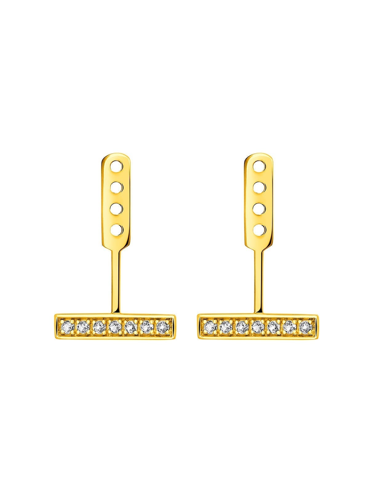 Pendientes de plata 925 bañada en oro amarillo de 18K con topacios blancos