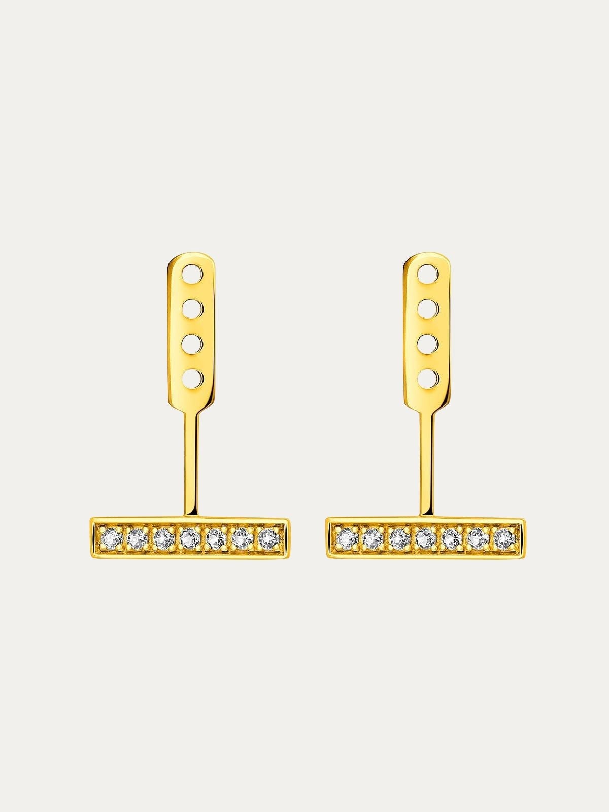 Pendientes de plata 925 bañada en oro amarillo de 18K con topacios blancos