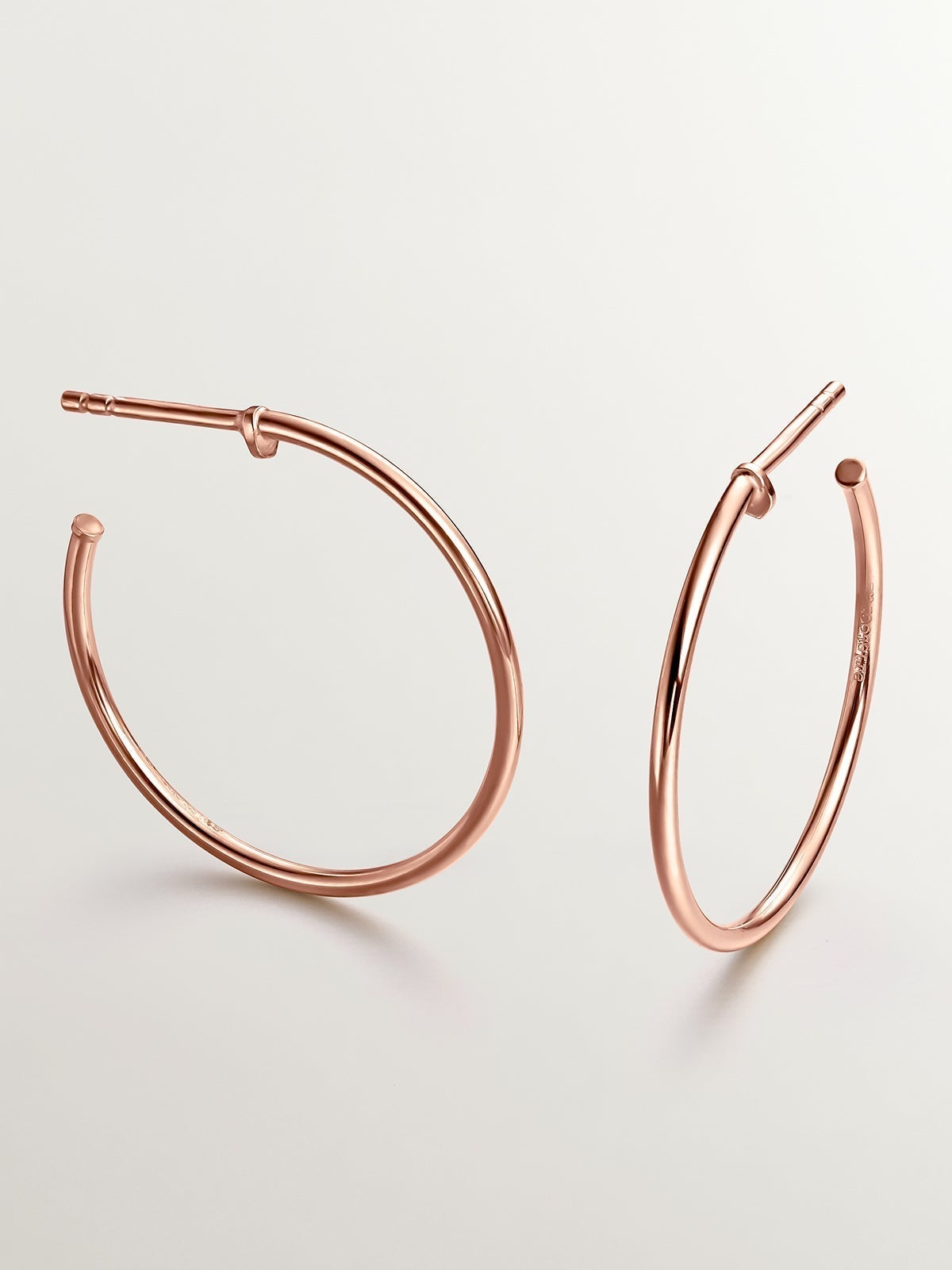 Pendientes de aro grandes de plata 925 bañada en oro rosa de 18K