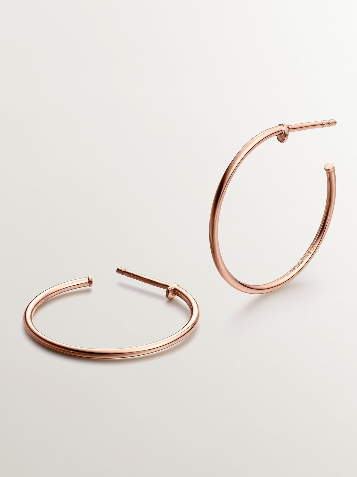 Pendientes de aro grandes de plata 925 bañada en oro rosa de 18K