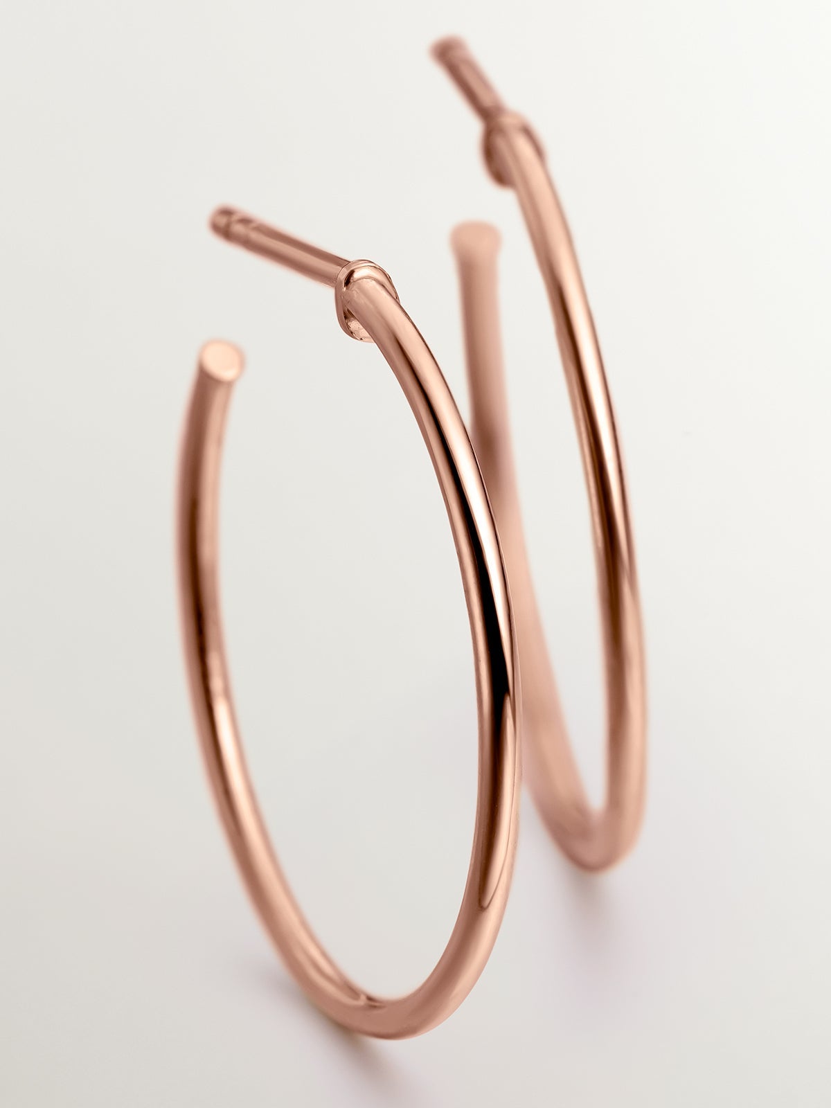 Pendientes de aro grandes de plata 925 bañada en oro rosa de 18K