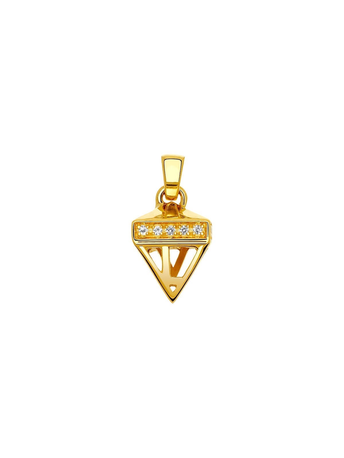 Charm de plata 925 bañada en oro amarillo con topacios con motivo geométrico