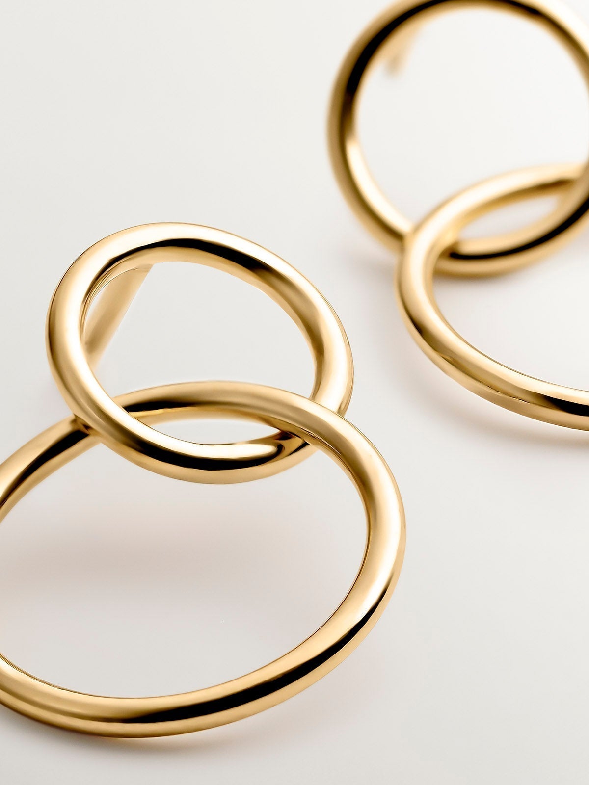 Pendientes de aro doble de plata 925 bañada en oro amarillo de 18K