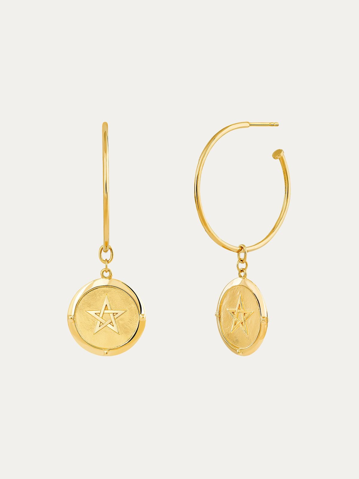 Pendientes de aro con monedas de plata bañadas en oro