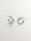 Pendientes de aro doble de plata 925 con topacios blancos