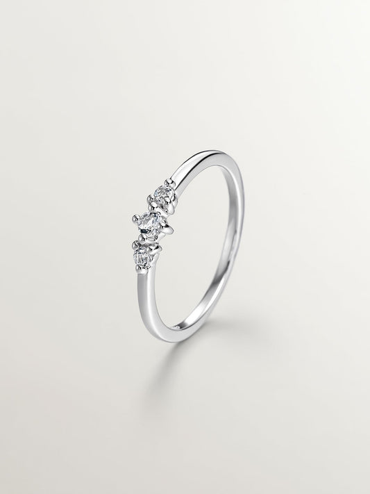Anillo de plata 925 con topacios blancos