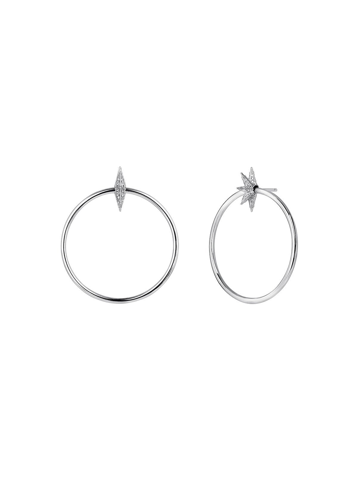 Pendientes de aro de plata 925 y pavé de diamantes grises