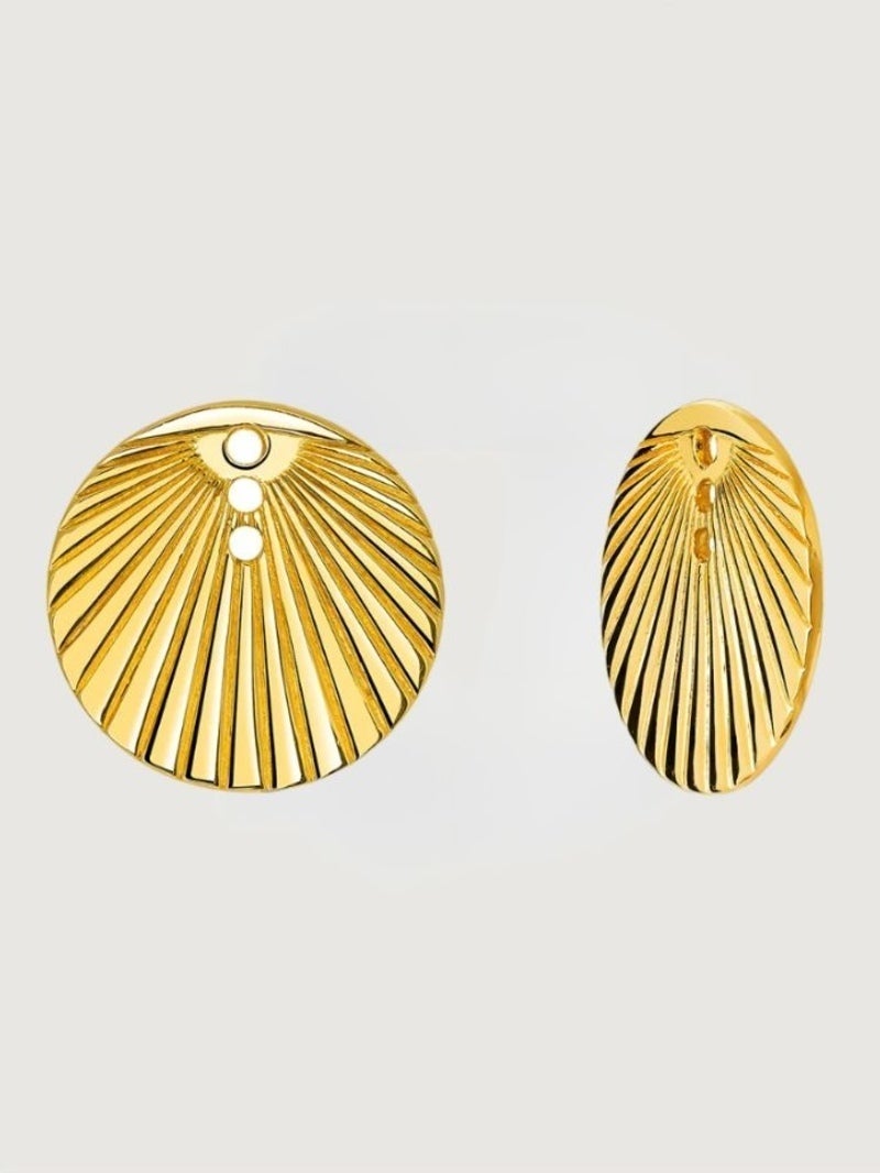 Pendientes de plata 925 bañada en oro amarillo de 18k con relieve