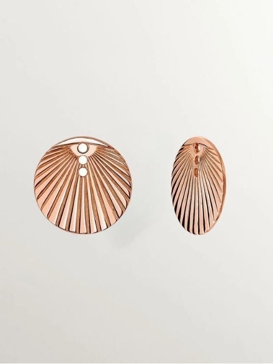 Pendientes de plata 925 bañada en oro rosa de 18k con relieve