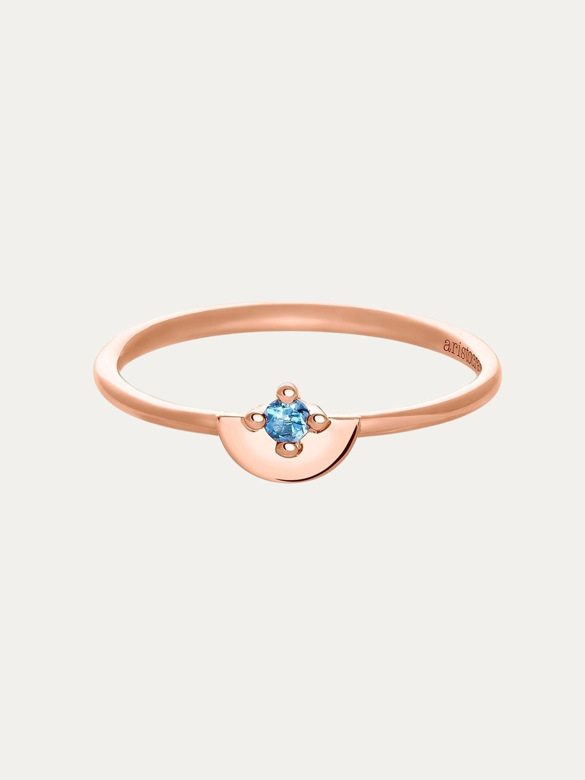 Anillo de plata 925 bañada en oro rosa de 18K con topacio azul london